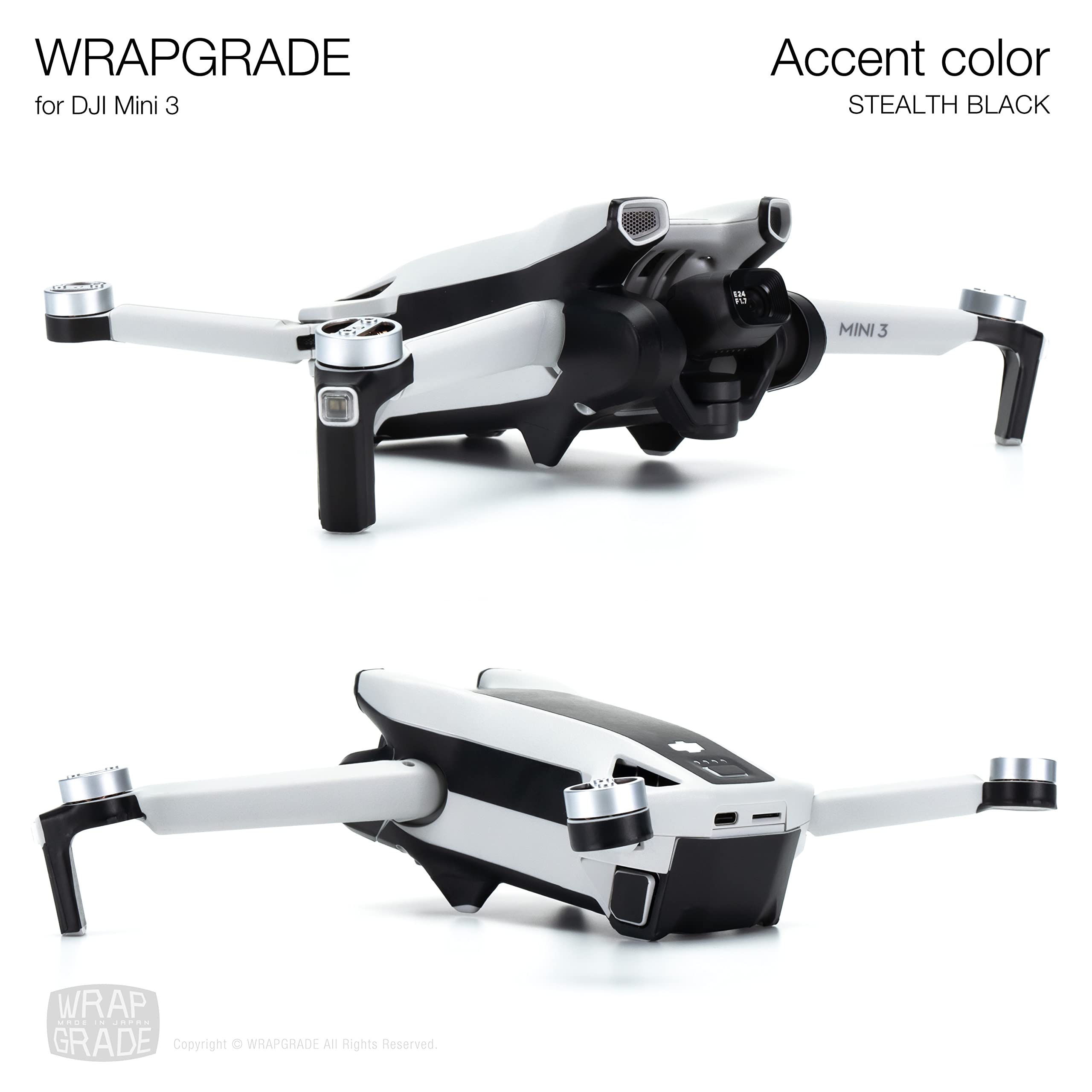 WRAPGRADE Skin Stickers Compatible with DJI Mini 3, Stealth Black - Image 4