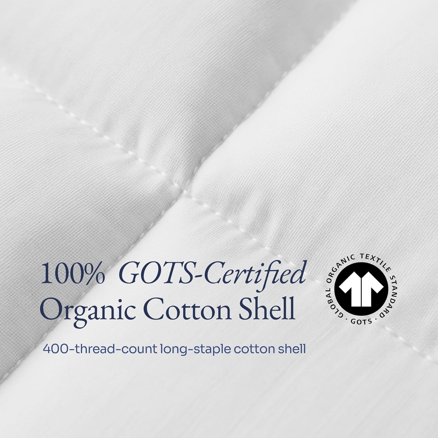 100% Organic Cotton Comforter/Duvet Insert, All-Season, Hypoallergenic, Luxurious Down Alternative, 400 Thread Count, Box-Stitch - King Size, White