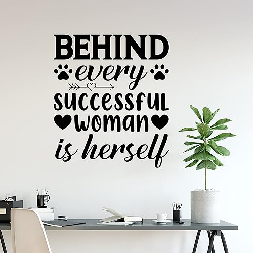 Adhesivo de pared de vinilo para mujer exitosa, cita inspiradora, palabras, oficina, negocios, dama, mural (ig6483), negro (XL, 45 x 52 pulgadas)