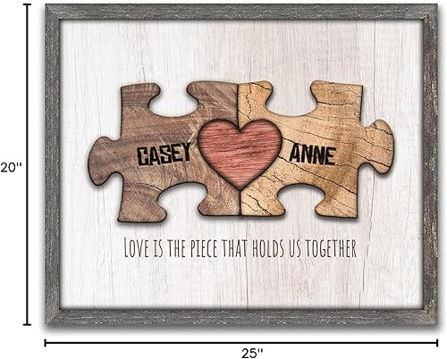 Vista 72 de Personal-Prints Rompecabezas de amor, regalo romántico personalizado en lienzo con tus nombres, personalizado para el día de San Valentín