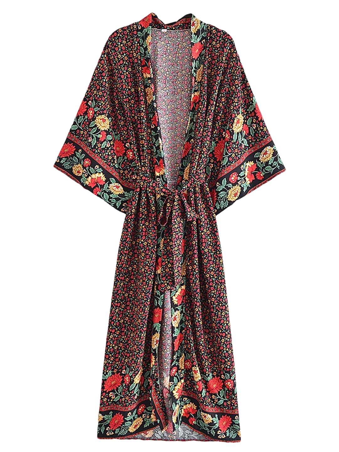 Disimlarl Kimono bohemio floral para mujer, traje de baño, mangas de murciélago, bata de bikini, ropa de playa
