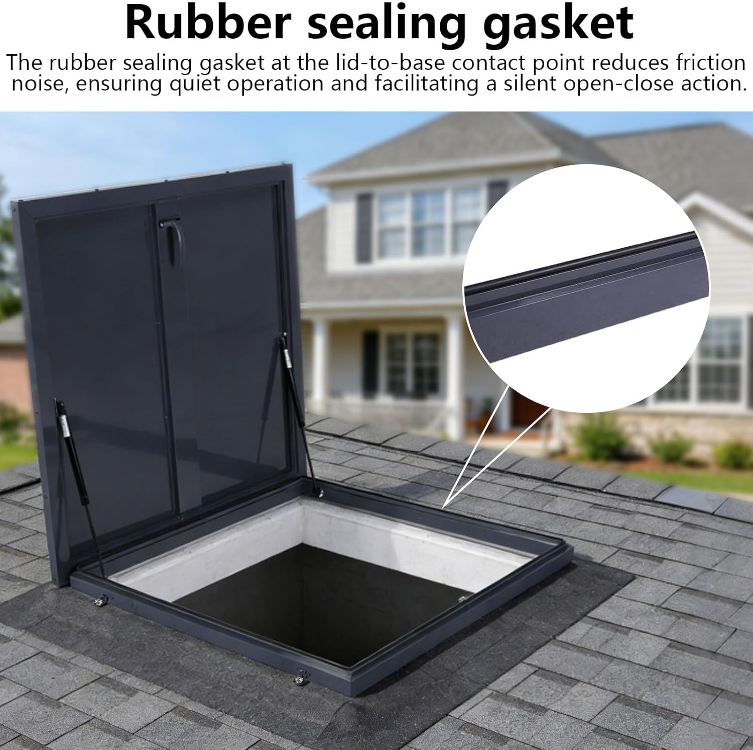 Roof Access Skylight Roof Caps Aluminum Frame Galvanized Sheet 80x80cm with Switch Type Handle Roof Door Galvanized Powder Coated Attic Cover Suitable for Home Industry