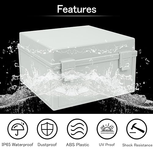 Vista 69 de Caja de conexiones IP65 impermeable de plástico ABS con bisagras, cubierta transparente de policarbonato, caja de proyectos eléctricos con placa