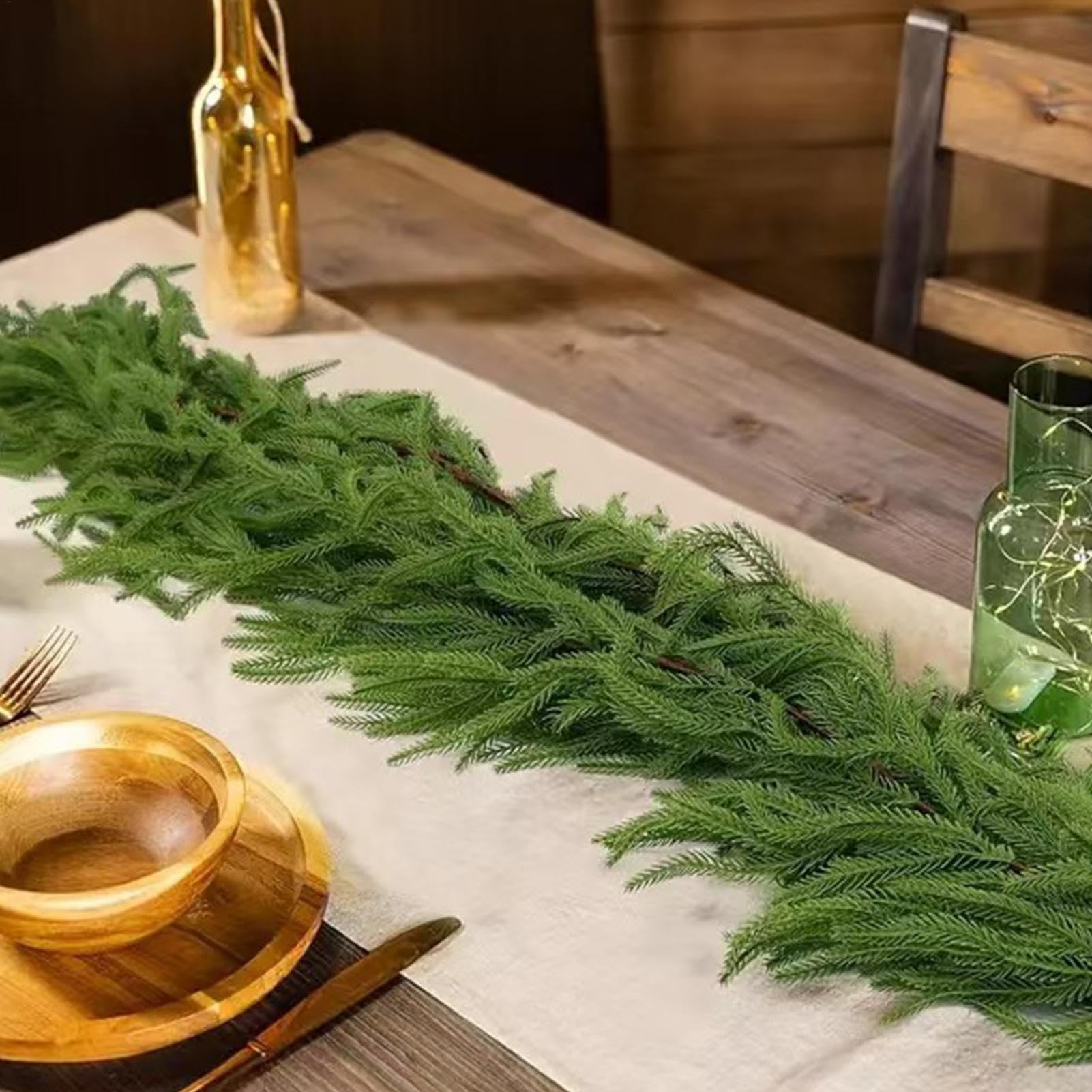 Garland de Navidad para barandilla de escaleras, Corona de Pino Artificial