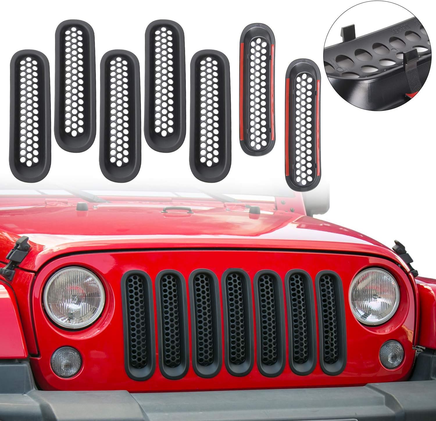 MOTORS 7PCS Black Front Mesh Grille Insert Mesh Grille For 20072017