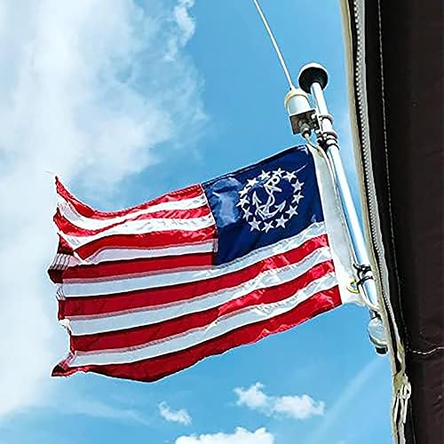 Miniatura 5 de Bandera de bandera de yate estadounidense de 12 x 18 pulgadas para barco, banderas bordadas de estrellas marinas, bandera patriótica de barcos
