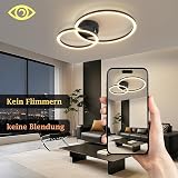 Homefire Plafonnier LED pour salon, 2 anneaux - 40 cm, noir, éclairage de - 8