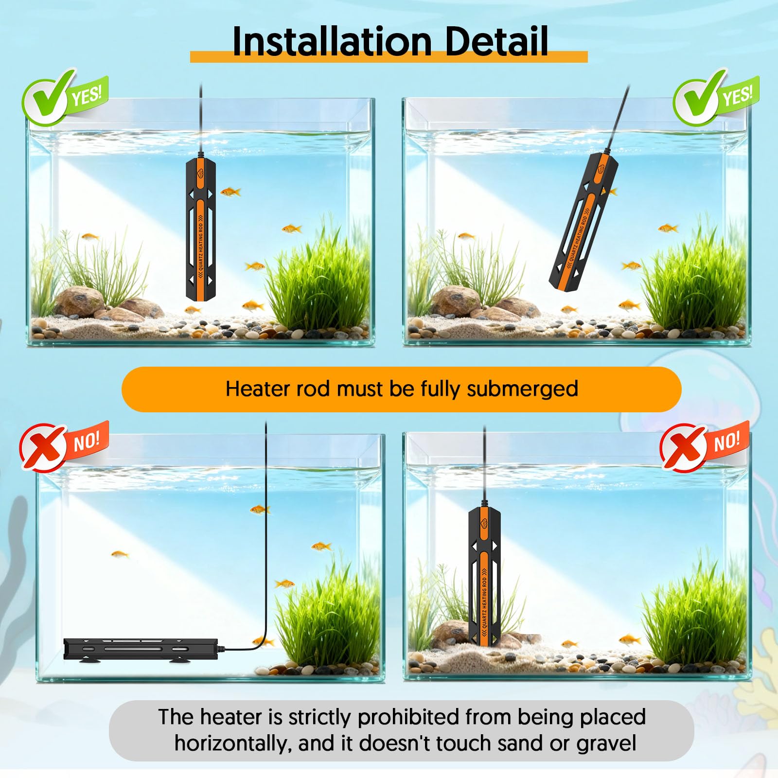 QZQ Riscaldatore per acquario, 500 W, riscaldatore per acquario, con regolatore di temperatura, lascia l'acqua che smette automaticamente di riscaldare, protezione dal surriscaldamento, riscaldatore
