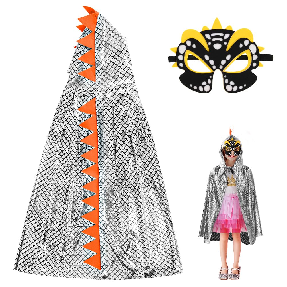 Aomig Disfraz Dinosaurio Niño, 3Pcs Capa de Dinosaurio con Capucha y Mangas y Máscara Dinosaurio, Capa de Disfraz de Dragón para Niños para Halloween Carnaval Fiestas Cosplay Cumpleaños — view 9