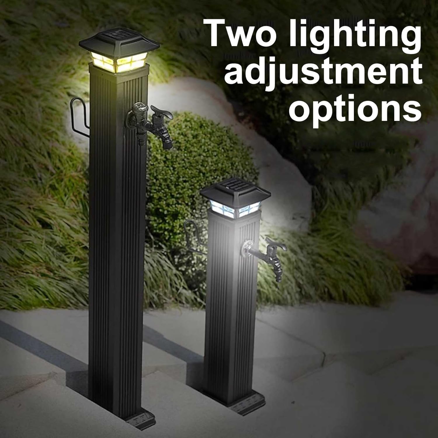 Aluminum Alloy Vertical Garden Water Column with LED Light, 66cm Square Faucet for Outdoor Irrigation & Fountain - Durable, Stylish, Space-Saving Solution