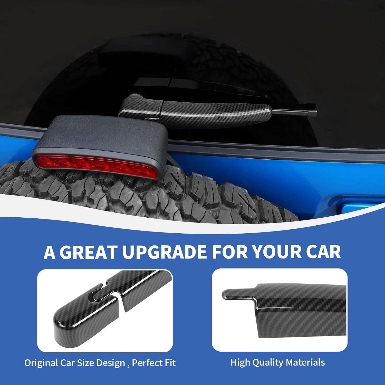 RAZPOY Rear Window Wiper Arm Blades Cover Trim Compatible with Ford Bronco Accessories 2021-2025, Carbon Fiber