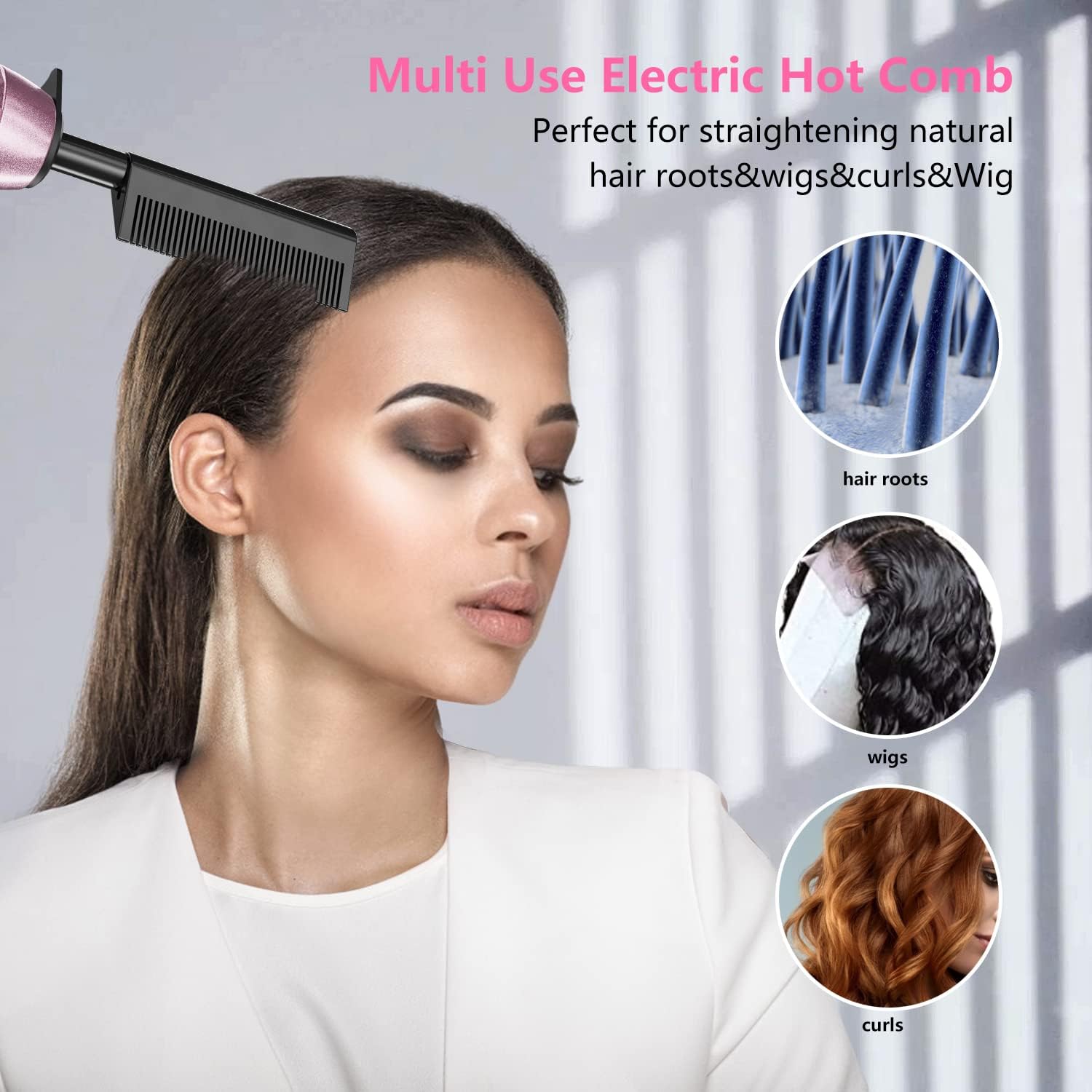 DAN Technology 500 High Heat hot Comb Hair Straightener, Pink, Adjustable Temperature, Dual Voltage, for Wigs, Professional Pressing Comb for African American Hair - Image 8