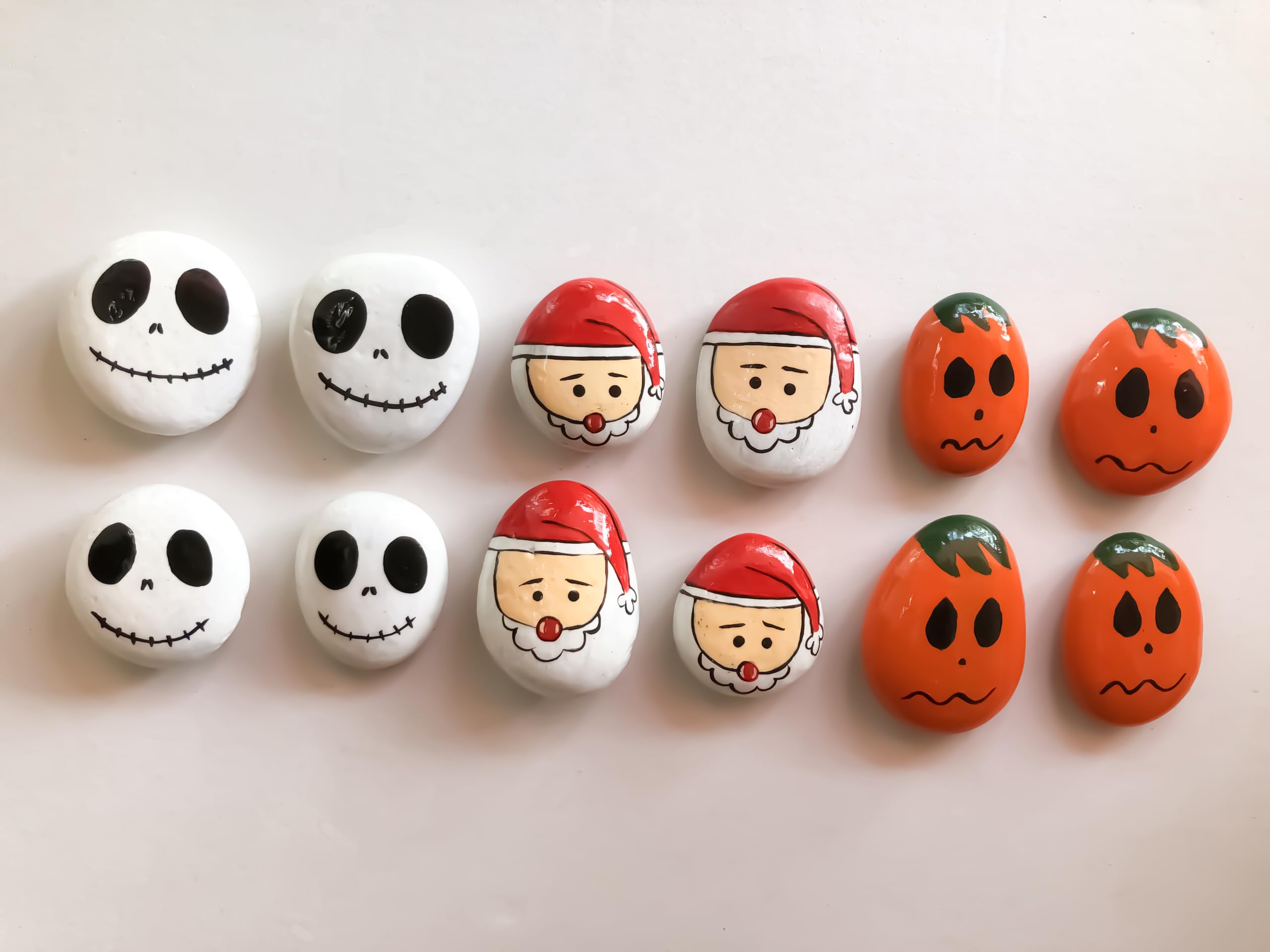 Wooden idea Decorate mini indoor outdoor living room office completed draw by hand on river rocks (+ SET NOEL)