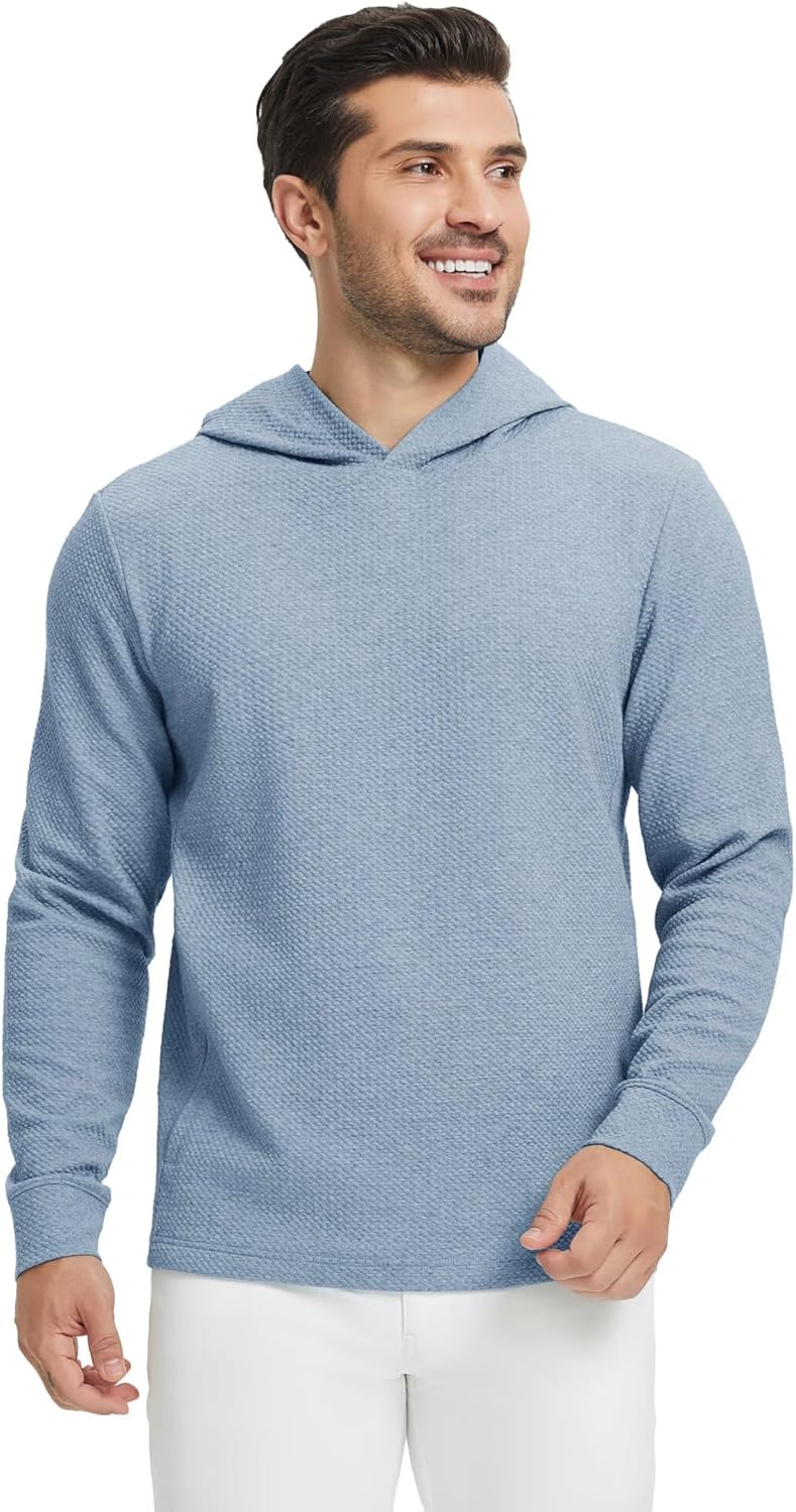 M MAELREG Hoodies for Men Texture Solid Color Sweatshirts Athletic Golf Midlayer Mens Hoodies Pullover Shirt with Pocket - Image 2