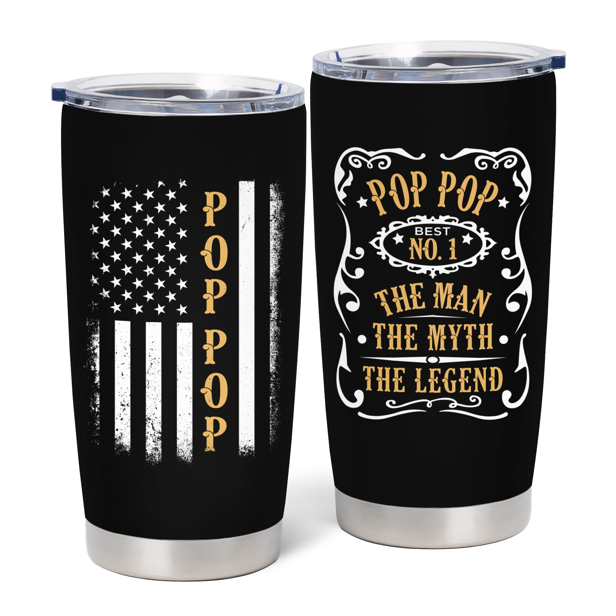 Pop Pop Fathers Day Gift, Pop Pop Gifts from Grandkids/Grandchildren, Pop Pop Gifts for Grandpa, Birthday Gift for Pop Pop, 20 oz Insulated Stainless Steel Tumbler