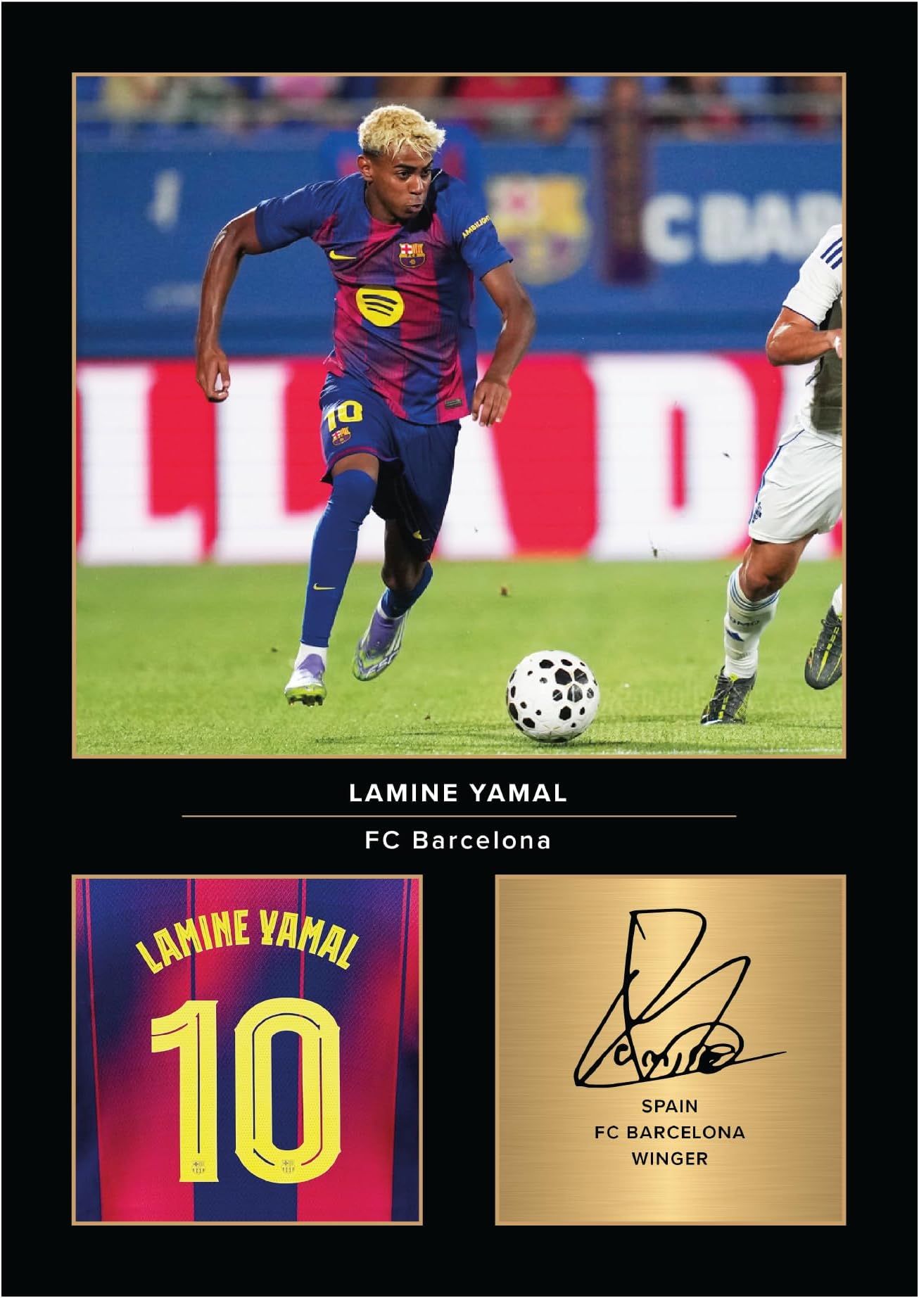Icons Wall Art – Lamine Yamal Barcelona A4 Printed Photo Display – Digitally Reproduced Signature – Football/Soccer Fan Gift – Unframed Barca Memorabilia Poster