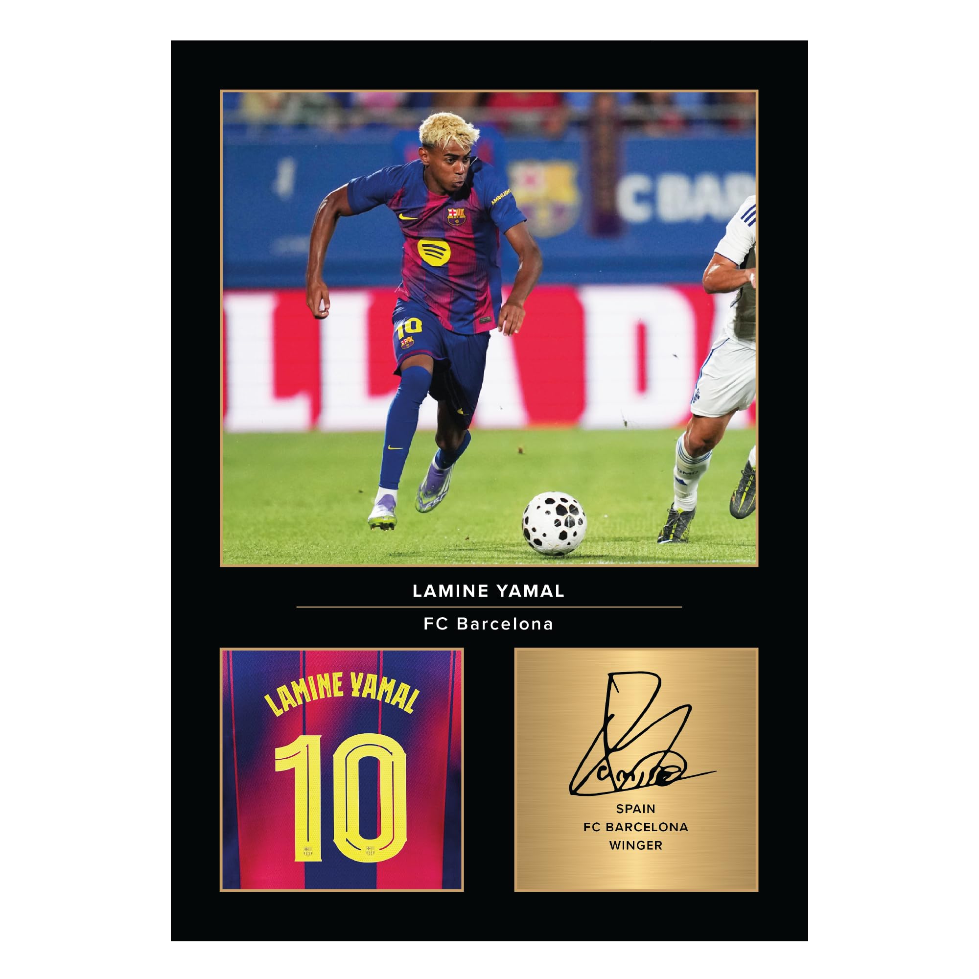Icons Wall ArtIcons Wall Art – Lamine Yamal Barcelona A4 Printed Photo Display – Digitally Reproduced Signature – Football/Soccer Fan Gift – Unframed Barca Memorabilia Poster