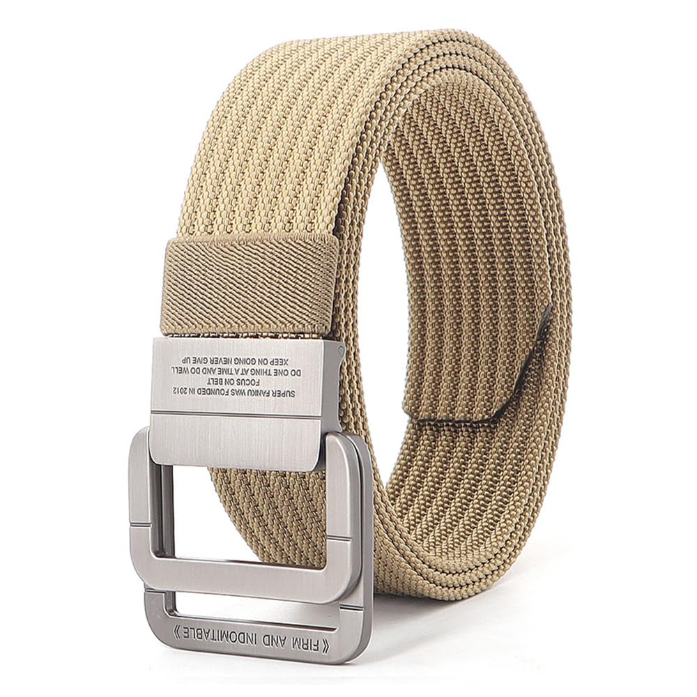 Stretch Tactical Belt for Men Holeless Adjustable Fabric Belts 47" Elastic Nylon Web Ratchet Quick Release Belt