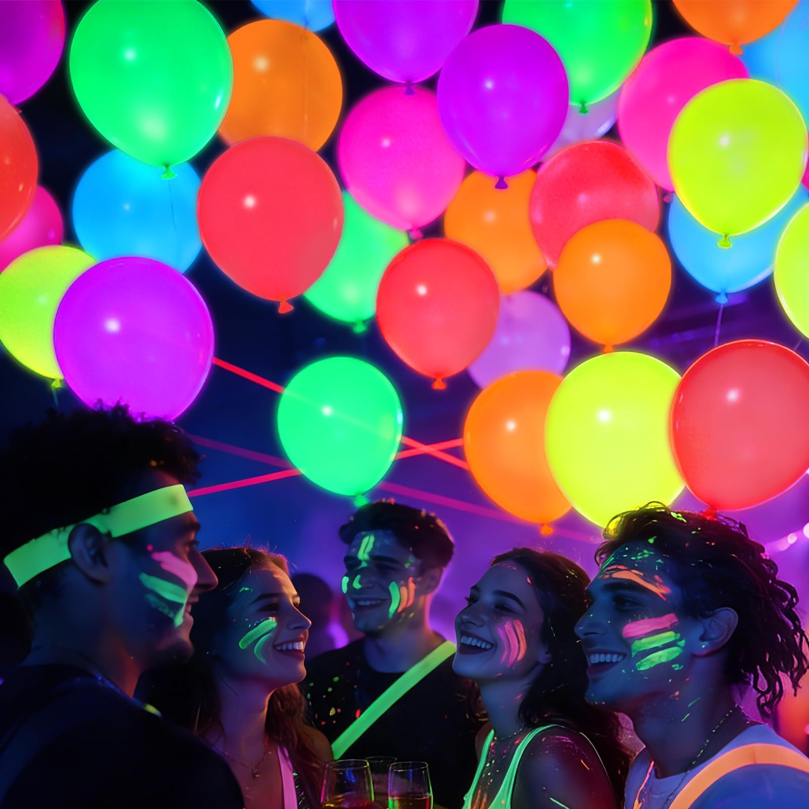 Mega-L Świecące w ciemności artykuły imprezowe, 100 szt., 30 cm, okrągłe, fluorescencyjne, wielokolorowe, lateksowe balony na urodziny, baby shower, wesele, przyjęcie, dekoracja