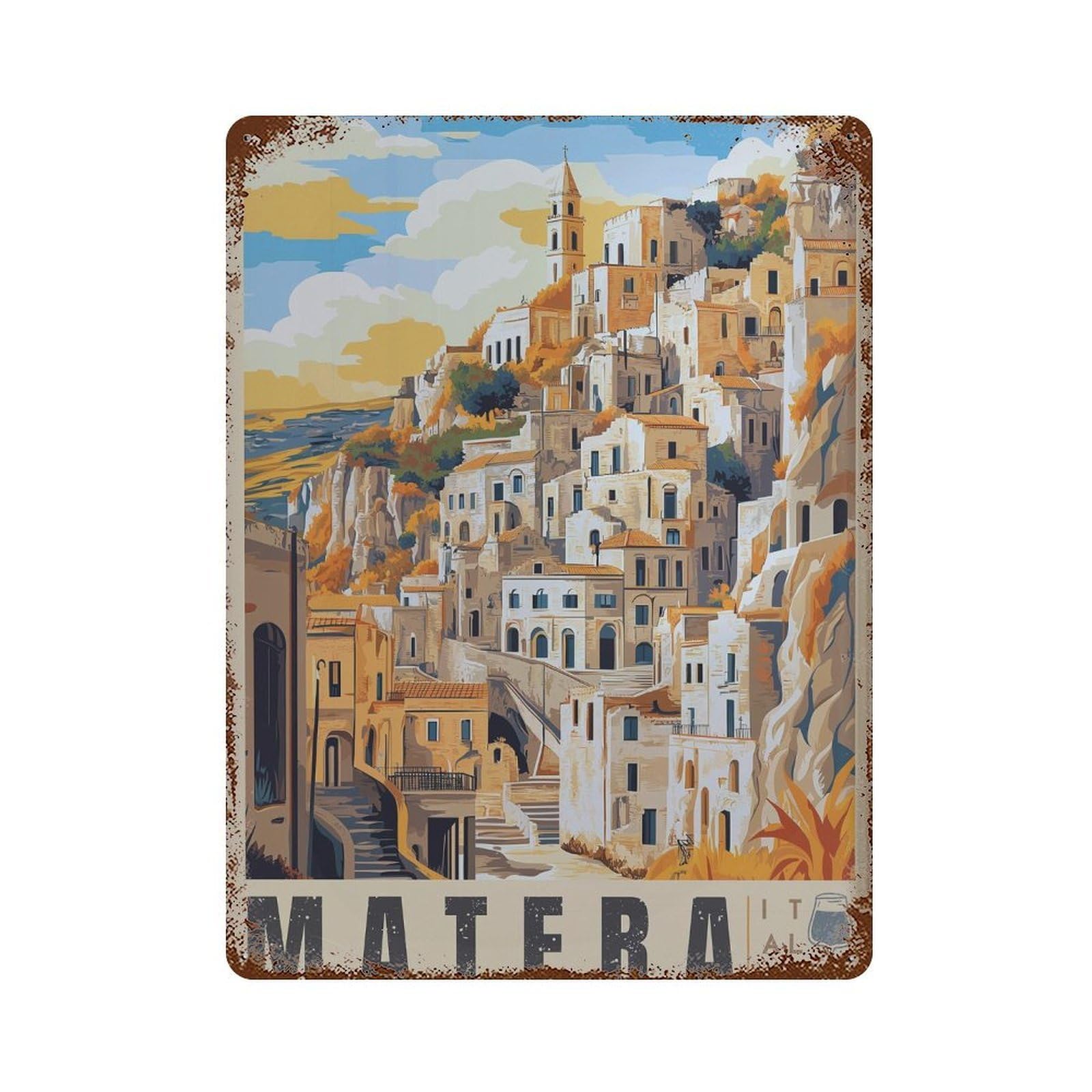 xiaoxiaoshen Matera Italy Travel Basilicata (2) Wall Decor Art Metal Tin Poster Modern Home Decor Art Home Bar Shop Decorations Vintage Sign 40x30cm