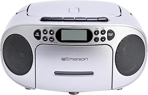 Miniatura 2 de Emerson Boombox reproductor de CD portátil con reproductor de cassette, grabadora de cinta, radio AMFM, AUX, conector para auriculares, altavoces