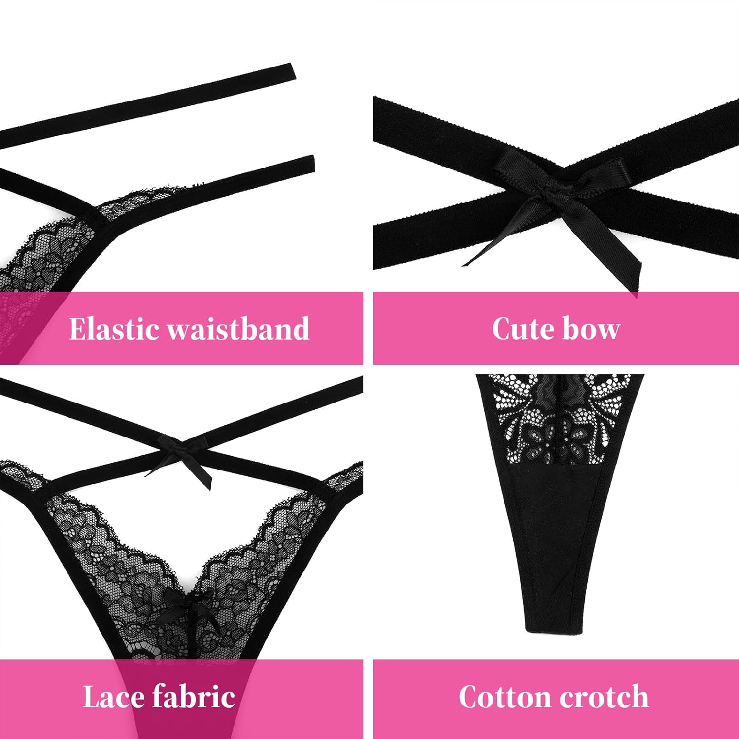 G String Thongs for Women Underwear Floral Lace Thongs Mid Waist Panties Briefs - Image 5