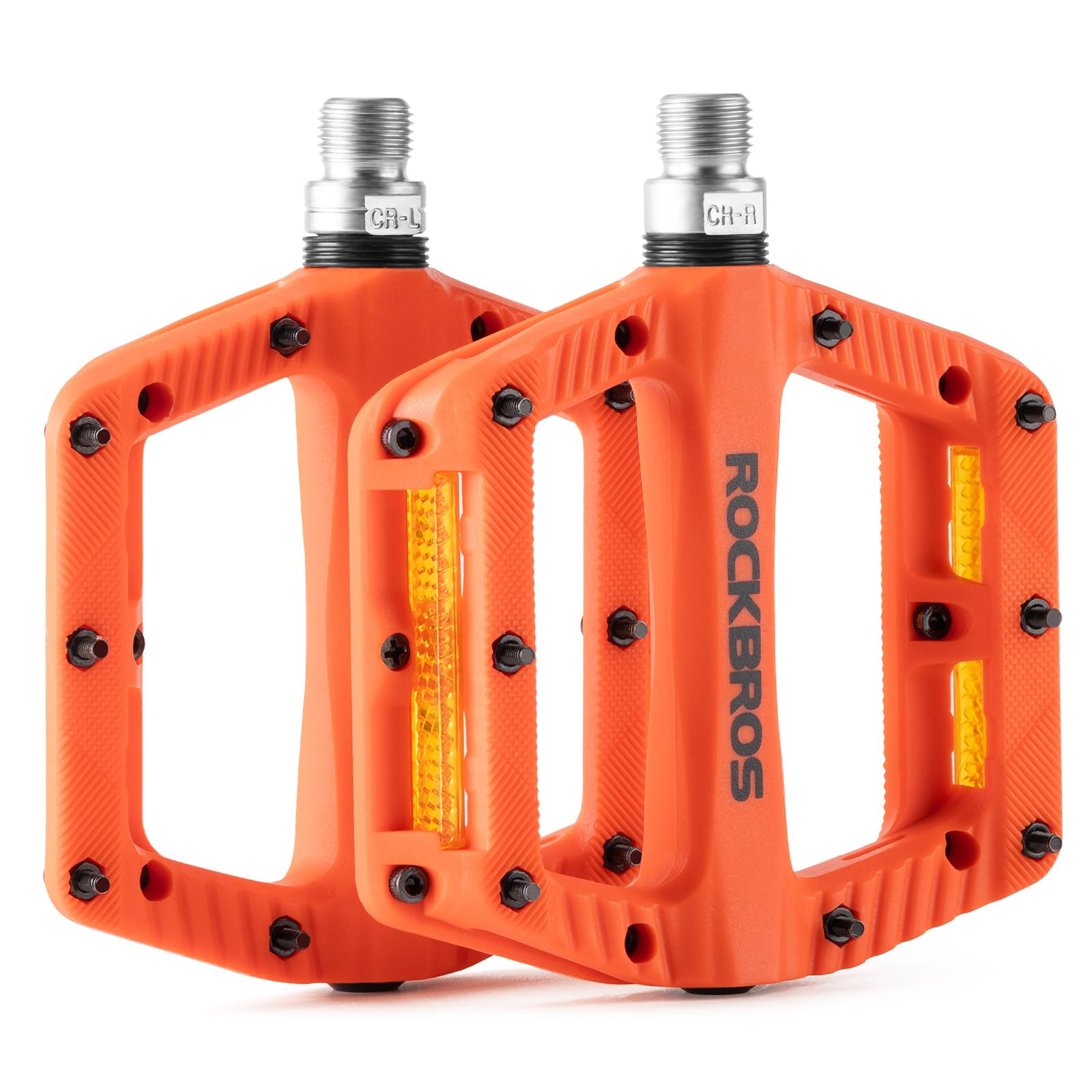 ROCKBROS Pedali MTB, Pedali Flat Antiscivolo, Strisce Riflettenti, Nylon Leggero, Superficie Larga, Adatti per Bici da Strada, E-Bike, Gravel, Accessori Bici