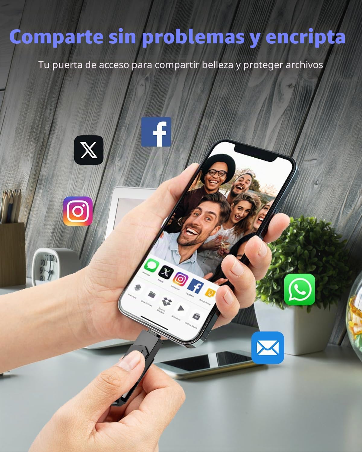 Pendrive para iPhone 512GB MFi Certified 3 en 1 Memoria USB 3.0 Lightning Memoria Externa Tipo C para iPhone/iPad/iOS/Android/Mac/PC - pendrive movil (Negro)