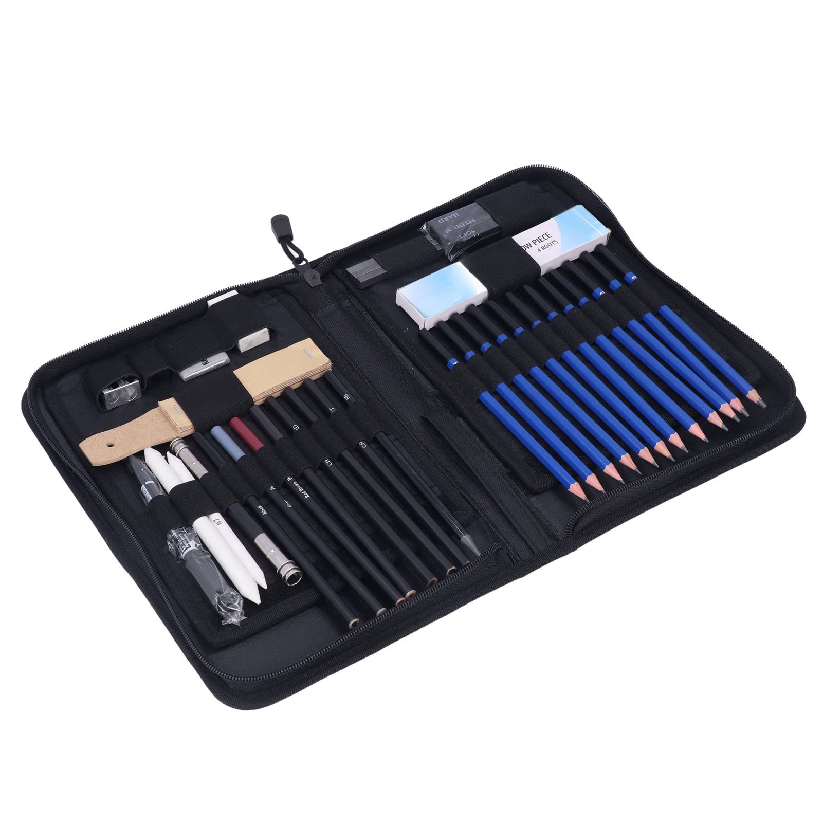 Ensemble de Crayons à Dessin 40 Pièces avec Crayons Graphite et Fusain pour des Créations Artistiques pour la Plupart des Gens, Matériau en Tissu Oxford