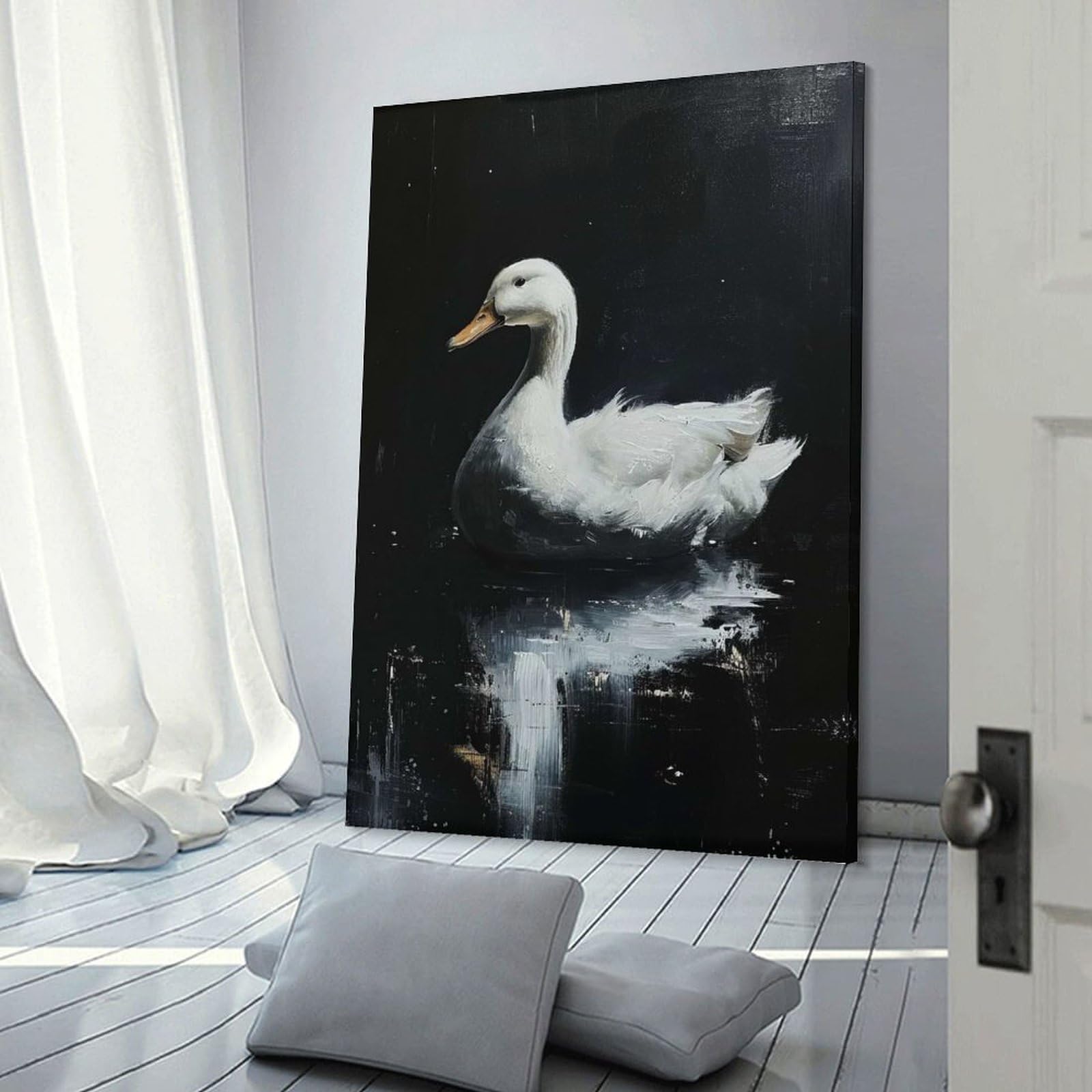Junmoney Room Decor Wall Art Ducks Noir World, 08x12inch(20x30cm), for Workspace Walls, Study Corners Or Bedrooms, A Smart Decor Choice for Study Walls