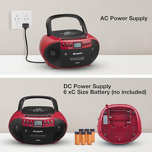 Miniatura 7 de G Keni Combo Boombox portátil de CD y cassette, grabadora de cinta de casette con control remoto, radio AM FM, reproducción USB con conector para