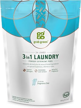 Grab Green 3-in-1 Laundry Detergent Pods, Free & Clear, 24 Count