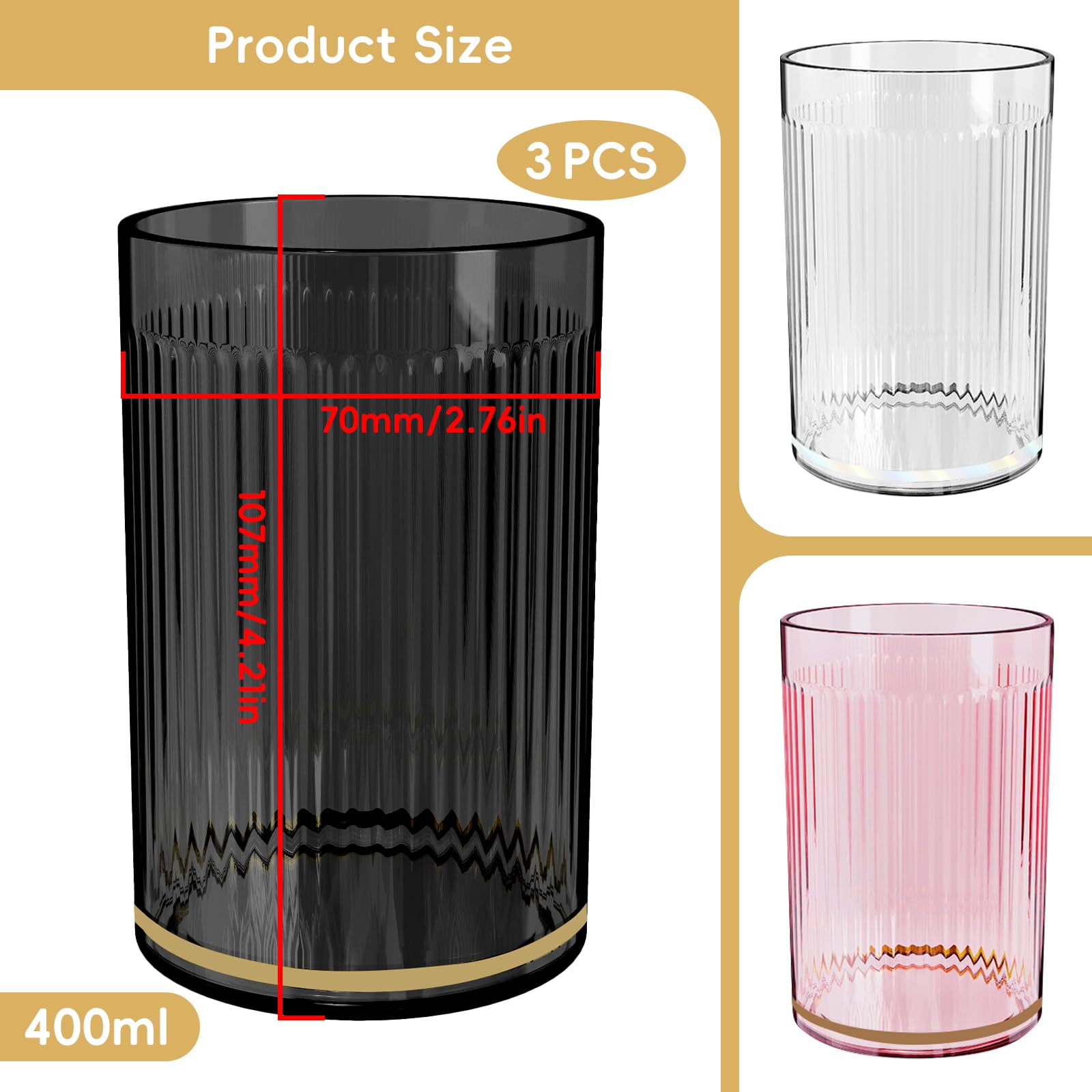 Xpieoyrm 3 Vasos de Cepillo de Dientes de baño, Vaso de Enjuague bucal, Vaso de Cepillo de Dientes irrompible, Vasos de Dientes de Plástico Reutilizable, para Adultos, Adolescentes y niños