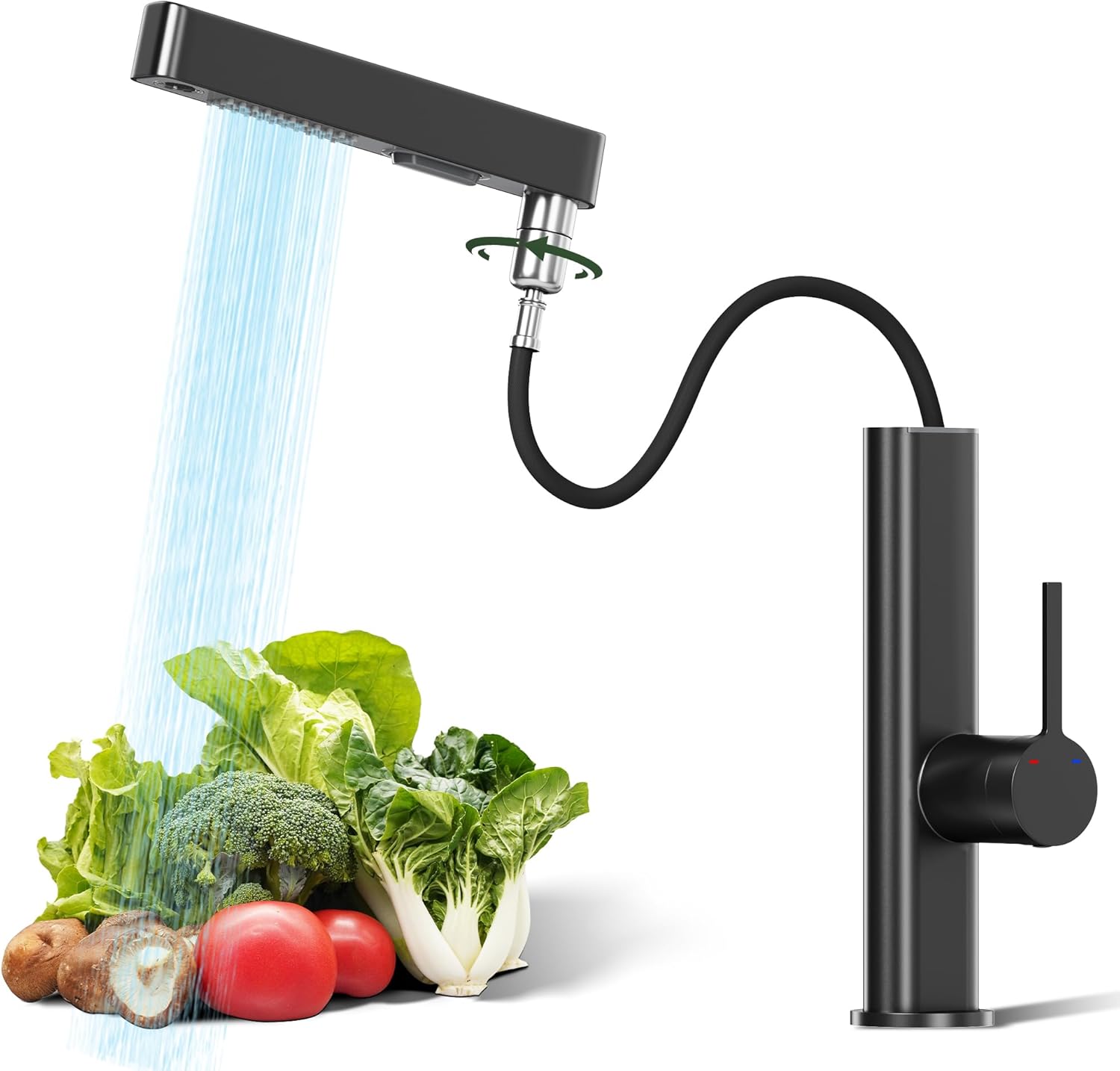 Kitchen Faucets with Pull Down Sprayer, 2-Mode Sprayer, 360°Swivel, 17" Retractable Hose, Quick Install, 304 Stainless Steel, EPDM Inlet Hose, Single Hole Kitchen Sink Faucet for Kitchen, RV and Bar