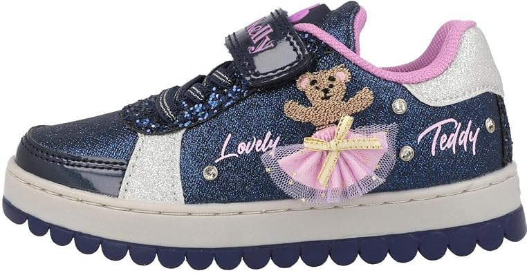 Lelli Kelly Mille Stelle Blue Shoes Glitter Upper, Embroidered Teddy, Light-Up Tongue, Girls