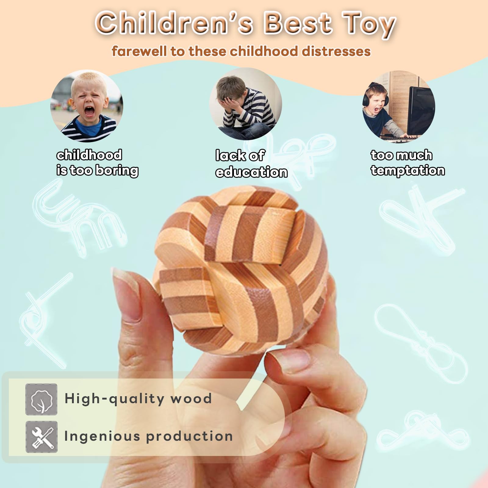 Giochi Rompicapo di Legno e Metallo Set da 20 Pezzi Logica Gioco di Puzzle di Legno Ideale Intelligenza Giocattoli Regalo per Bambini und Erwachsene Ogni Dimensione 5.0 cm #3