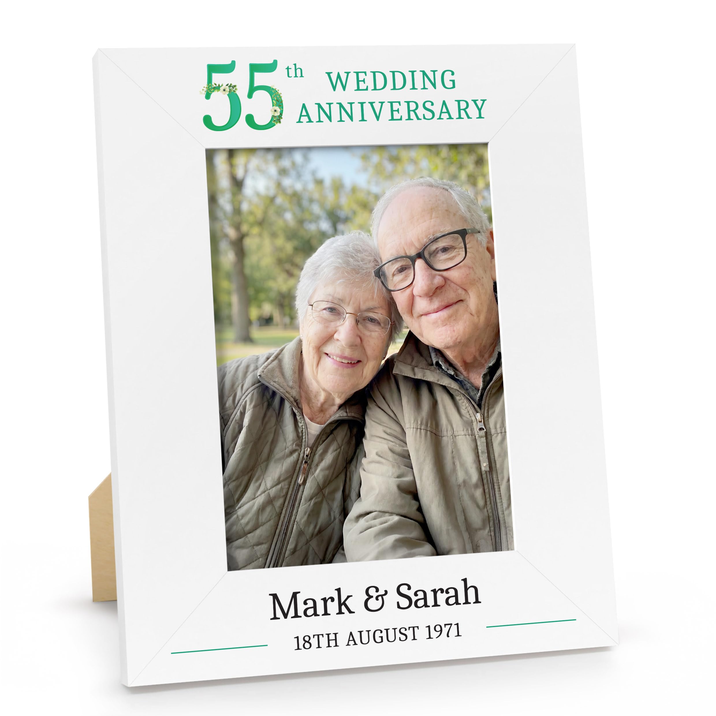 Beecreative 55th Anniversary Wedding Gift, Personalised Photo Frame Present