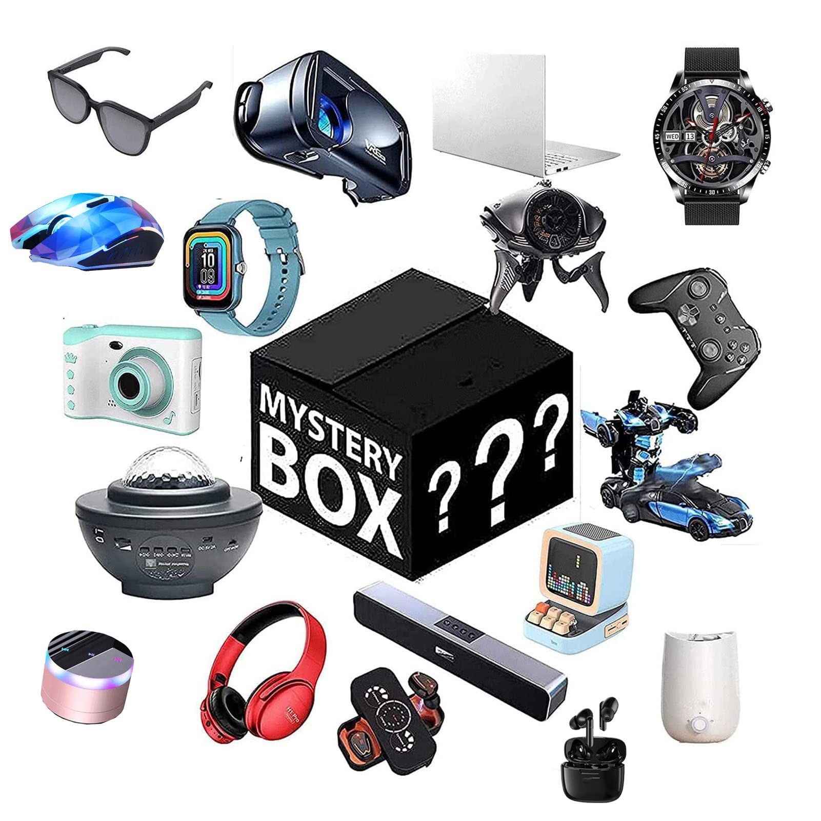 Mystery Box Electronic Surprise Box Explosion Box Of Surprise Package For Drones, Smartwatches, Headsets, Bluetooth Headphones… D