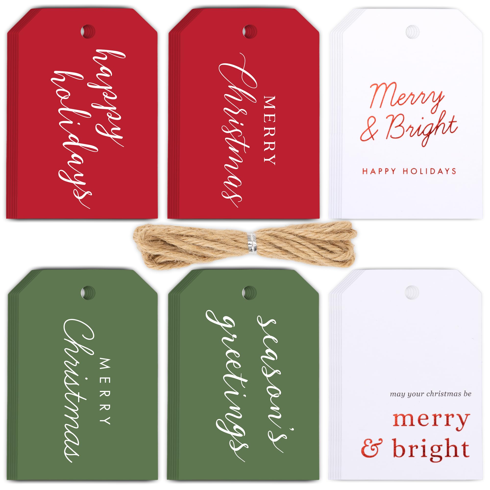 Beautiful Modern Christmas Gift Tags - 48 Quality Paper Labels with Rope for Personalizing Your Holiday Presents - Spread Joy and Cheer with These Festive Christmas Name Tag Stickers