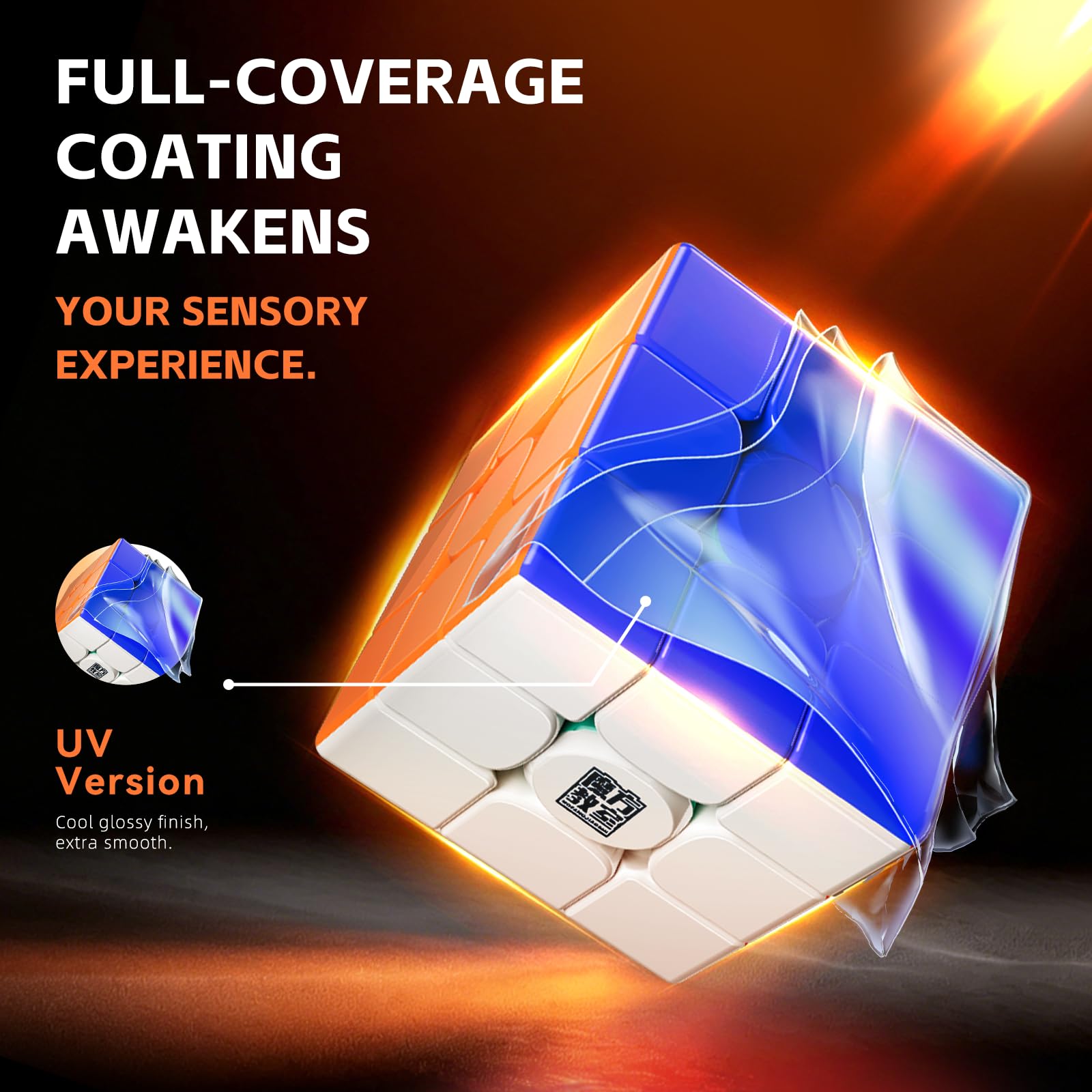 Moyu RS3M V5 SE Ball Core UV Coated 3x3 SpeedCube, 3x3 Puzzle Stickerless RS3M V5 MagLev Master Cube (MagLev+Ball Core Magic Clothes) Gift for Speed Cuber