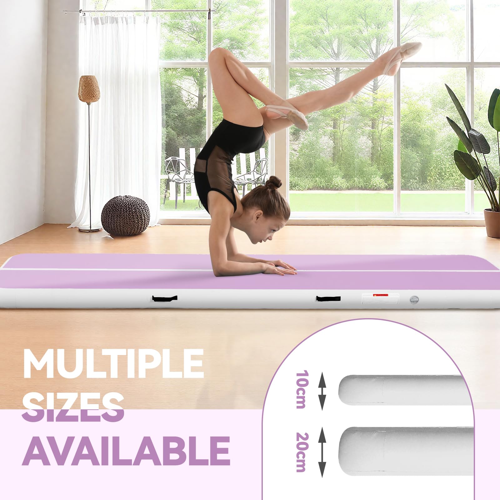 Tappetino da palestra gonfiabile, altezza 10/20 cm, lunghezza 3 m/4 m/5 m/6 m/7 m/8 m/9 m/10 m/11 m/12 m, per acrobazie, ginnastica, allenamento, con pompa ad aria