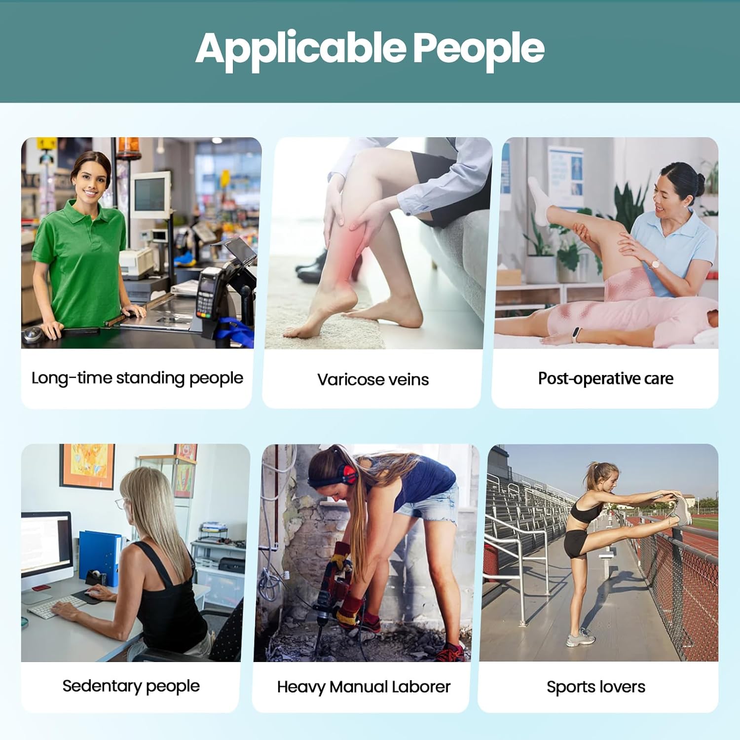 2 Pairs 20-30mmHg Compression Pantyhose for Women, Medical Graduated Compression Stockings Leggings Footless Support Compression Tights for Varicose Veins, Swelling, Edema - Image 6