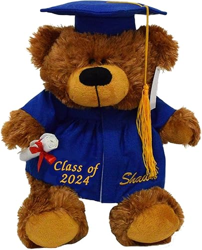 Graduación Oso Clase de 2021 Felpa Regalo Azul Sombrero Azul 12 pulgadas