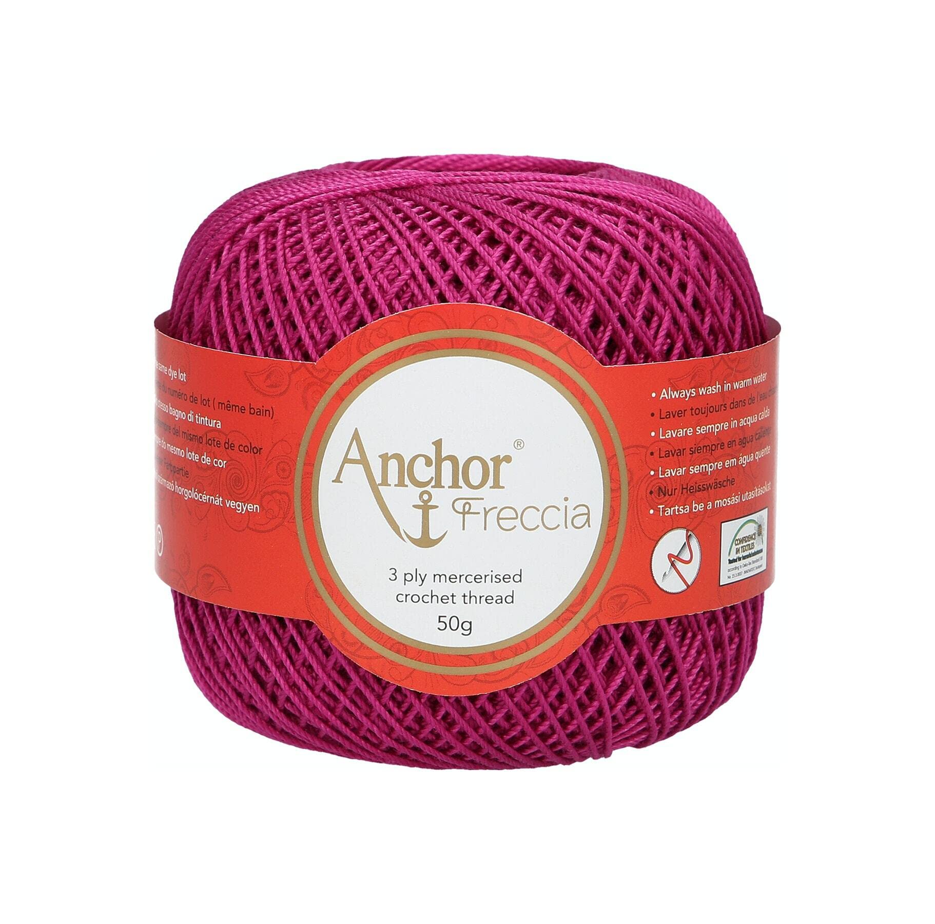 Anchor Freccia 6 Gauge 100% Cotton Crochet Yarn, Cotton, 00089 Pink, Pink