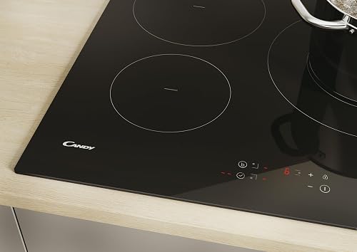CANDY - Plaque Induction - 3 Zones de Cuisson dont 1 Double - Booster Max 3600W, Puissance Réglable, Commandes Groupées - 7200 W - Verre - Installation à Fleur, Bords Droits - 59 x 52 x 6,2 cm - 5