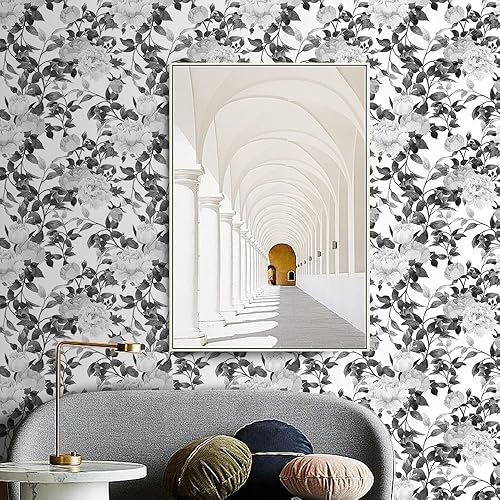 Miniatura 3 de Papel tapiz floral para despegar y pegar, papel tapiz autoadhesivo extraíble de vinilo con flores para decoración de dormitorio, pared del hogar