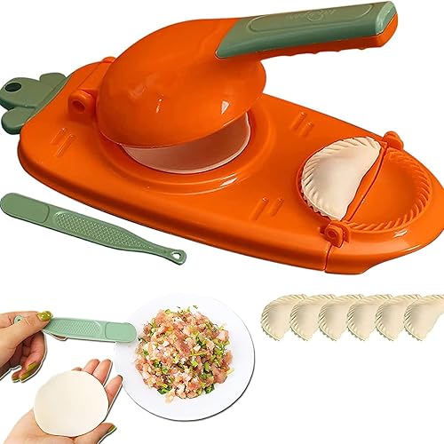 Máquina de dumpling, artefacto de piel de dumpling para el hogar, actualización de la piel de dumpling 2 en 1, molde manual de presión con 1 cuchara