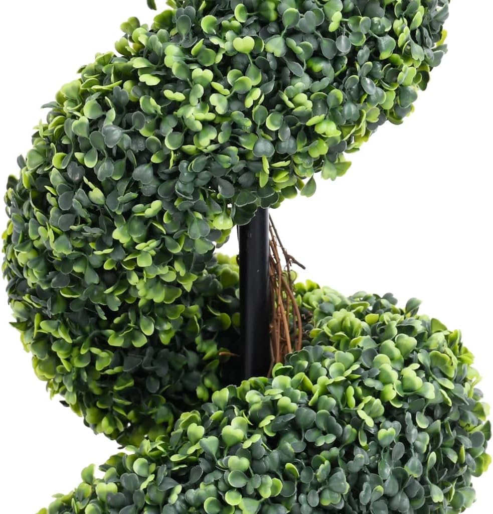 vidaXL Artificial Boxwood Spiral Plant with Pot Indoor Outdoor Topiary Tree Realistic Fake Plant Floral Decor Artificial Flower Green