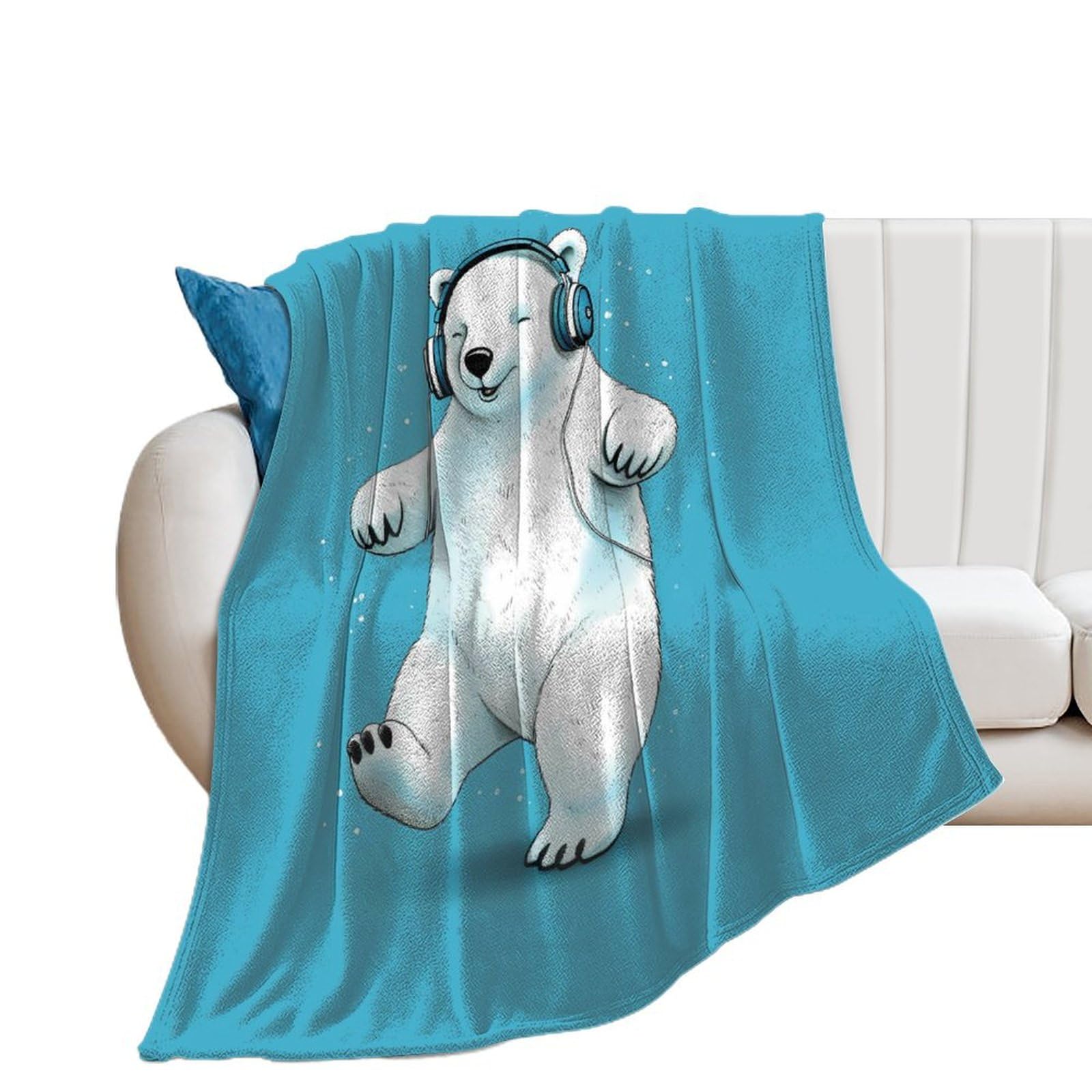 Couverture flanelle anti-boulochage avec écouteurs intégrés de 130x150 cm
