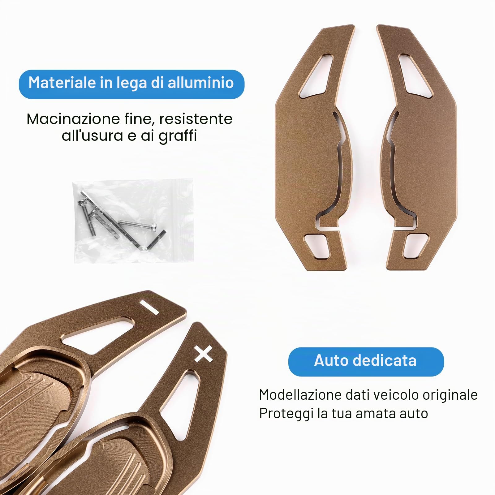 KUNGKIC Palette del cambio per auto per Seat Cupra Leon Ateca Formentor 2021 2022 2023 2024 2025, prolunga in alluminio, paddle shifter, estensione per volante, 2 pezzi (marrone)